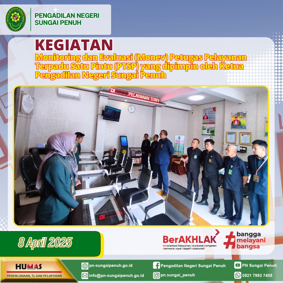  Monitoring dan Evaluasi Petugas Pelayanan Terpadu Satu Pintu